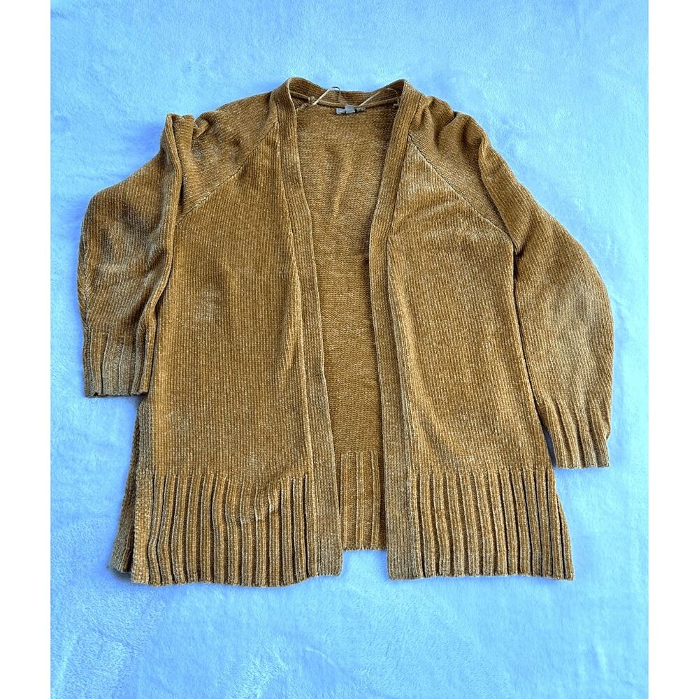 Loft Outlet Dark Mustard Yellow Chunky Knit Open Cardigan, Size M Soft, Cozy